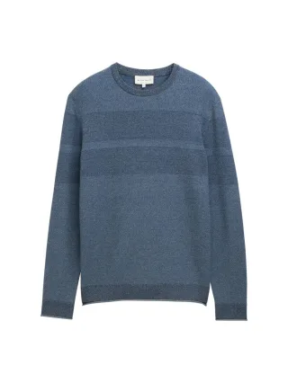 Tom Tailor - Melierter Pullover mit tonalen Blockstreifen blau - Gr. - XL