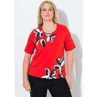 Ulla Popken T-Shirt T-Shirt Blüten Ziersteine Rundhals Halbarm