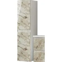 Homeline Hängeschrank Hängeschrank hochschrank Weiß / Beige Badezimmerschrank Wandschrank (Bad Möbel, Badezimmer, Hängeschrank) Marmoroptik