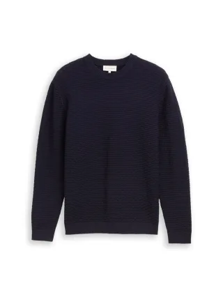 Tom Tailor - Strickpullover mit Rundhalsausschnitt blau - Gr. - L