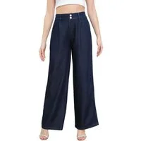 Ital-Design Weite Jeans Damen High-Waist Wide-Leg Jeans mit Doppelknopf (91978485) High Waist Jeans in Dunkelblau