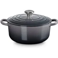 LE CREUSET Bräter Signature Gusseisen-Bräter, Gusseisen, Rund, Ø 20 cm, 2,4 l, 3,09 kg, Flint, 21177204442430