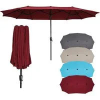 Puluomis Sonnenschirm Balkonschirm ohne Ständer Strandschirm Gartenschirm UPF 50+ mit Kurbel, LxB: 400x200 cm, Sommer, wasswedicht grau/beige