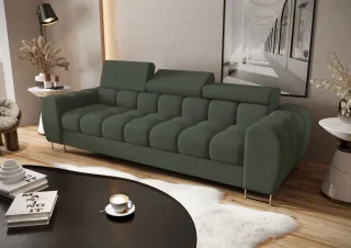 Sofa Designersofa BASTIEN 3-Sitzer in Stoff Gemma Grün