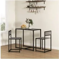 HOMCOM Essgruppe, (Esstisch mit 2 Stühlen, 3-tlg., Platzsparend Esszimmergruppe), für Esszimmer, Küche Grau