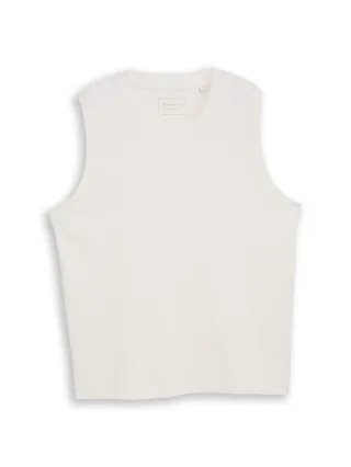 Denim Tom Tailor - Relaxed Fit Tanktop mit Waffelstruktur wool white - Gr. - XXL