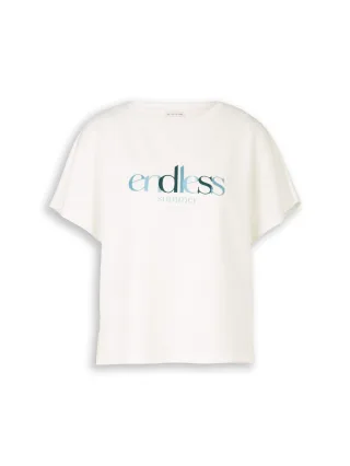 Tom Tailor - Loose Fit Scuba T-Shirt mit Print whisper white - Gr. - L