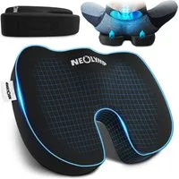 NEOLYMP Sitzkissen Orthopädisches Sitzkissen Memory Foam Kissen mit Steißbein-Aussparung, Ergonomisches Design für Büro, Auto & Reisen – 3 Härtegrade