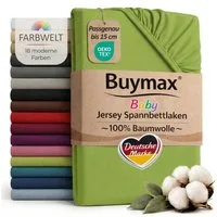Buymax Spannbettlaken Babybett Kinderbett 60x120cm 70x140cm, Jersey 100% Baumwolle, Gummizug: Rundumgummi, (1 Stück), bis 15 cm Matratzenhöhe, weich, atmungsaktiv, hautfreundlich