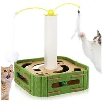 BlingBin Tier-Intelligenzspielzeug Kratzbäume Katze Scratching Post mit interaktiven Spielzeug, Filz, MDF, 1er Set (1-tlg) Katzen Spielzeug für Katzen zum Spielen Treten