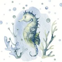 HOME FASHION Papierserviette 20 Servietten Seahorse 33x33cm, (20 St)