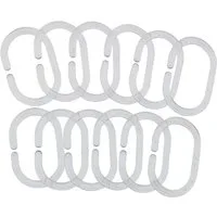 HundB Duschvorhangringe 12 Duschvorhanghaken transparent für Bad Vorhangringe, (Stück, 12-St., Ersatzhaken für Duschvorhang), Haken Ringe Aufhänger Clips Halterungen Befestigungen Duschhaken
