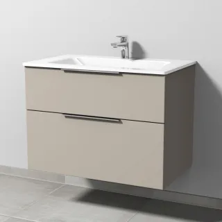 Sanipa 3way Glas-Set Glas-Waschtisch und Unterbau mit 2 Auszügen, Kaschmir-Matt UP2021U