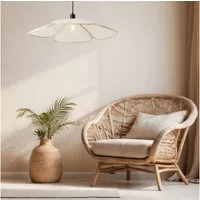 Lightbox Pendelleuchte, ohne Leuchtmittel, Hängeleuchte mit blütenförmigem Schirm, 77 cm, E27, Textil, beige
