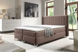 Boxspringbett Schlafzimmerbett DAMIEN 180x200cm Stoff Salvador Schokobraun