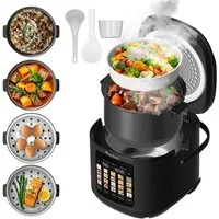 TurboTronic by Z-Line Multikocher elektrischer Dampf- und Schongarer Reiskocher Slow Cooker Schwarz, 860 W, 5 l Schüssel, 20in1 Schnellkochtopf perfekter Reis 5l Topf Keramikbeschichtung