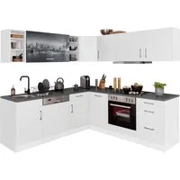 KOCHSTATION Küchenzeile KS-Paris – Küchen mit einzigartigen Fotomotiven auf den Fronten, Stellbreite 220/220 cm, wahlweise mit E-Geräten, mit Motivdruck