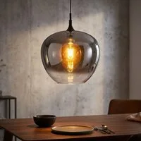 GLOBO LIGHTING Pendelleuchte, Leuchtmittel nicht inklusive, Pendelleuchte Esszimmerleuchte Küchenleuchte Glas rauchfarben H 150 cm