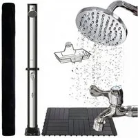 NovaTerra Solardusche Gartendusche Campingdusche mit Bodenelement 20/35/40/60L bis 60°C, Schwenkbarer Regenduschkopf, Inkl. Bodenelement & Schutzhaube