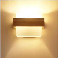 Riserva Wandleuchte Skandinavische Wandlampe aus Massivholz mit 3-Stufen Dimmlicht, E27