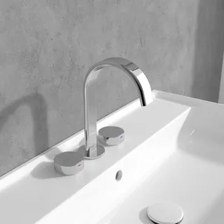 Villeroy und Boch Dawn Dreiloch-Waschtischarmatur TVZ10600500061 ohne Ablaufgarnitur, chrom