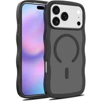 Wigento Handyhülle Für Apple iPhone 17 Pro Max MagSafe Skin Feel Design Hülle Schwarz, Wellenstruktur TPU Hülle mit MagSafe Funktion