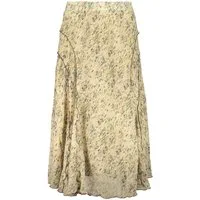 Desigual Jerseyrock Trendiger langer Damenrock in Beige – Gemustert mit Rüschen & Detai
