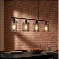 GLOBO LIGHTING LED-Hängeleuchte, Leuchtmittel inklusive, Warmweiß, LED Hängelampe Pendelleuchte Wohnzimmer Glas Gitter H 120 cm