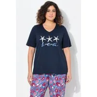 Ulla Popken T-Shirt T-Shirt Seestern Classic V-Ausschnitt Halbarm