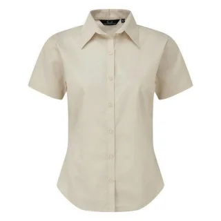Premier Damen Kurzarm Popeline Bluse / Arbeitshemd (Natur)