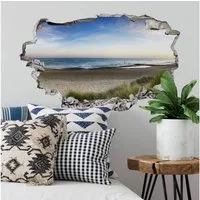K&L Wall Art Wandtattoo 3D Aufkleber Strand Panorama Meeresufer Maritime Wandsticker, Mauerdurchbruch Wandbild selbstklebend