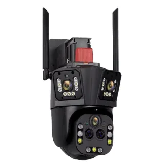 Q323 4MP Three Screen Security Camera Outdoor 20X Optical Zoom PTZ Full Color Night Vision Two Way Audio Human Detection