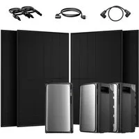 Ecoflow Balkonkraftwerk 2000W EcoFlow Stream Ultra All-in-One Speicher mit AC Pro Zusatzsakkus, (4x Full Black Glas-Glas 500W im Lieferumfang enthalten), 2000 W Solareingang (4 MPPTs) mit integriertem Mikro-Wechselrichter