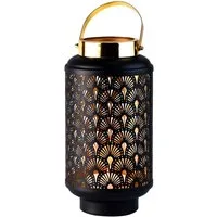 Marrakesch Orient & Mediterran Interior Kerzenlaterne Orientalische Gartenlaterne Braga modern aus Metall in Schwarz 30 cm (1 St), aus traditioneller Handarbeit