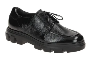 Paul Green Damen Plateau Halbschuhe 1172-02 Schwarz Lack Leder Footbed Blocka...