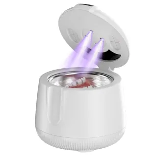 Tevorex Portable Ultrasonic Retainer Cleaner 48kHz High Frequency UV 200ml Stainless Steel Tank 4 Cleaning Modes IPX5 Wa