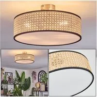 hofstein Deckenleuchte Deckenlampe aus Metall/Korbgeflecht/Stoff/Kunststoff in Schwarz/Weiß, Deckenleuchte im modernen Boho-Design, Ø 40 cm, E27