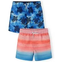 MINOTI Badeshorts mit Schildkrötenaufdruck, blau (2-er Pack)