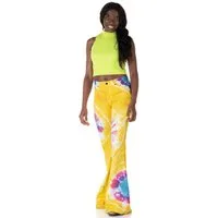 Comycom Schlaghose Damen Batik gelb bunt