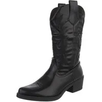 Ital-Design Eleganter Westernstiefel mit Stickerei für Damen Westernstiefel (89937888) Blockabsatz Stiefel in Schwarz