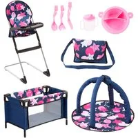 Bayer Puppenmöbel Puppen-Reisebett (Set), mit Hochstuhl, Spielbogen und Zubehör für die Puppenpflege