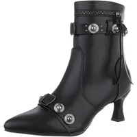 Ital-Design Damen Abendschuhe Party & Clubwear Stiefelette (87740199) Pfennig-/Stilettoabsatz Stiefeletten in Schwarz