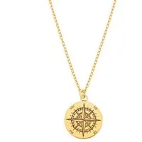 SCHOSCHON Kette mit Anhänger Halskette Kompass Anhänger 925 Silber mini ø 12 mm, Windrose Himmelsrichtungen