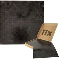 Dalsys Wandpaneel 1m² 11 Stück selbstklebend, BxL: 30.6x30.6 cm, (Aluoptik Dunkelbraun Mosaikfliesen, 11-tlg., Wandfliese) feuchtigskeitsbeständig, einfach montiert, hochwertiges Material