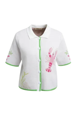 Smith&Soul - Lobster Cardigan offwhite print - Gr. - XL