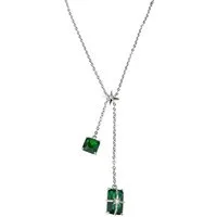 Ella Jonte Y-Kette, Silber-Grün – Elegante Halskette mit Stern-Elementen & Schmucksteinen