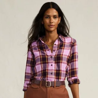 Boyfriend-Bluse aus Flanell für Damen in Plus-Größe, Damen, size: plus, Orange, Baumwolle, by Lands' End