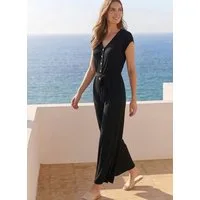 Tamaris Culotte-Overall mit figurumspielendem Schnitt, aus fließender Viskose-Qualität mit Knopfleiste und Bindeband