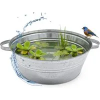Spetebo Pflanzschale Metallwanne verzinkt mit Griffen (silber, 1 St., Ø 40 cm), Metall Gartenteich Wanne silber verzinkt