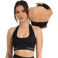 Smilodox Sport-BH Azura, Seamless Sport Top Rückenfrei Starker Halt Fitness Alltag Scrunch Bra ohne Bügel Atmungsaktiv Yoga Gym Bustier Schriftzug